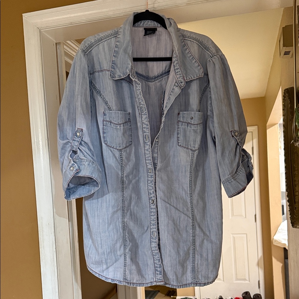 Torrid Light Blue denim Casual Button Down Shirt